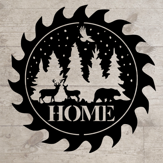 Saw Blade Cabin Scene – Rustic Metal Saw Blade Art for Cabin or Lodge