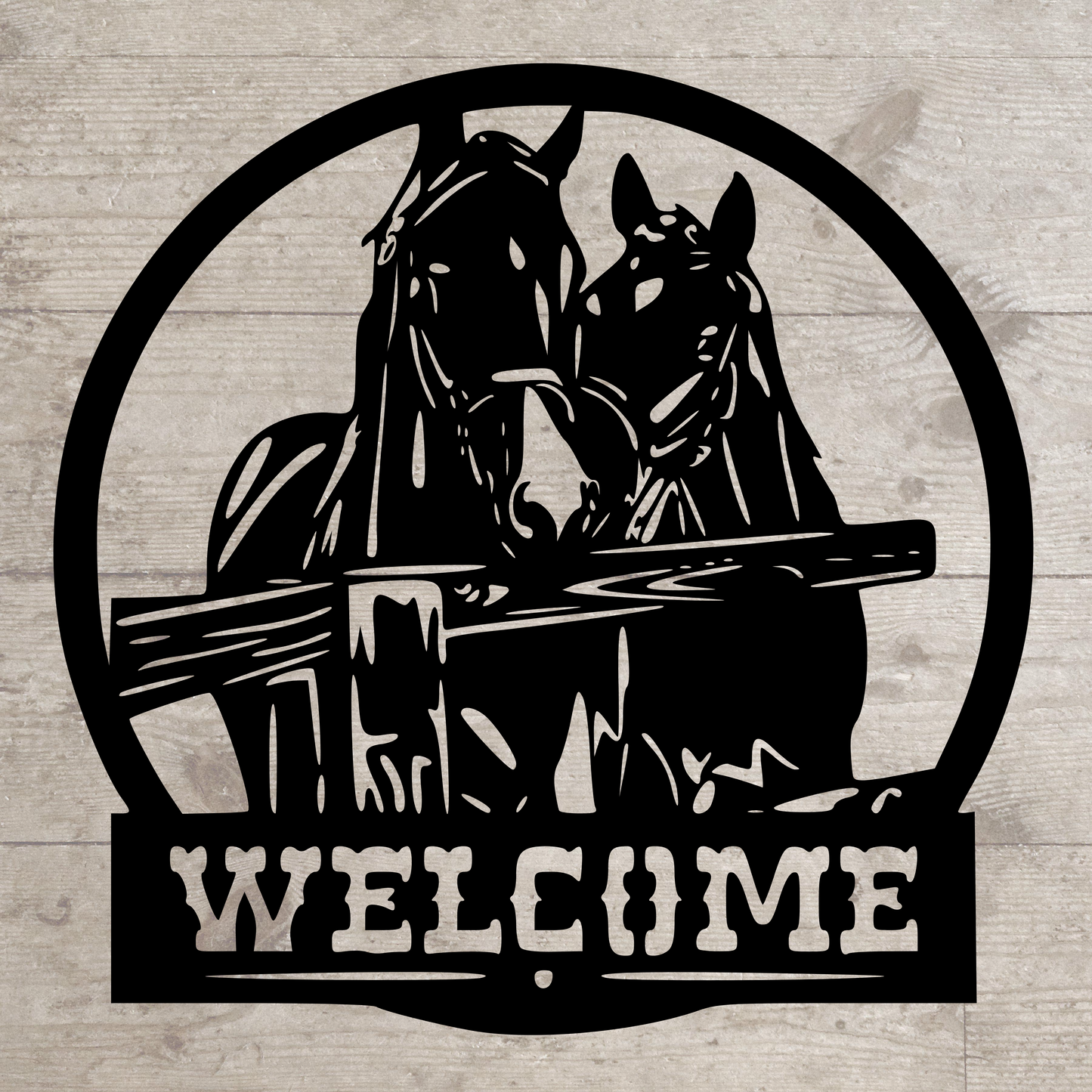 Horse Welcome – Rustic Equestrian Metal Welcome Sign