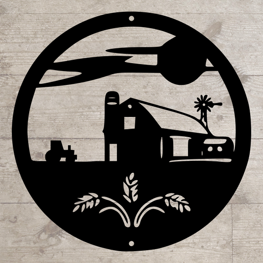 Farm Scene – Rustic Barn & Field Metal Wall Art