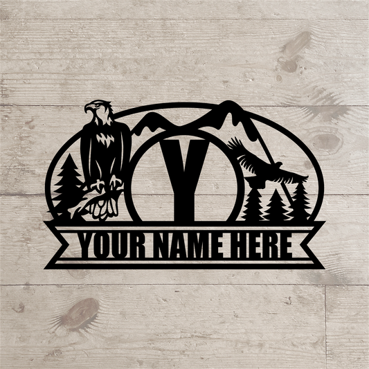 Eagle Nameplate – Custom Wildlife Metal Sign for Cabin or Home