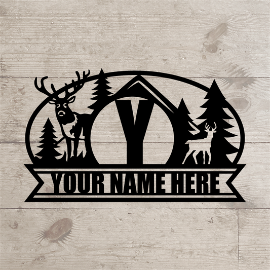 Elk Nameplate – Personalized Metal Sign for Lodge, Cabin, or Ranch