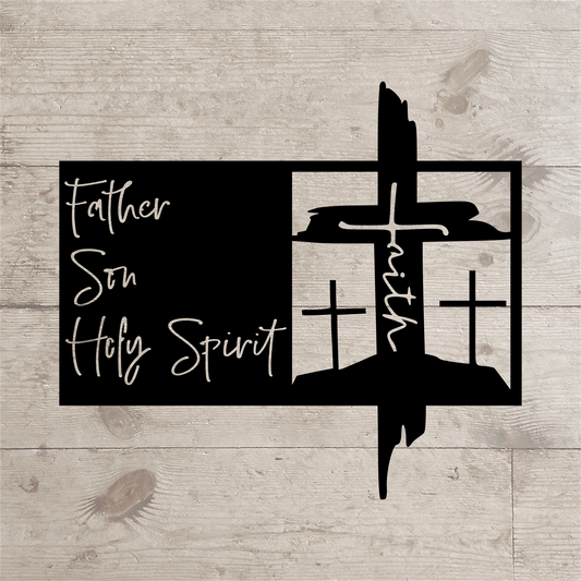 Father Son Holy Spirit – Inspirational Christian Metal Wall Cross