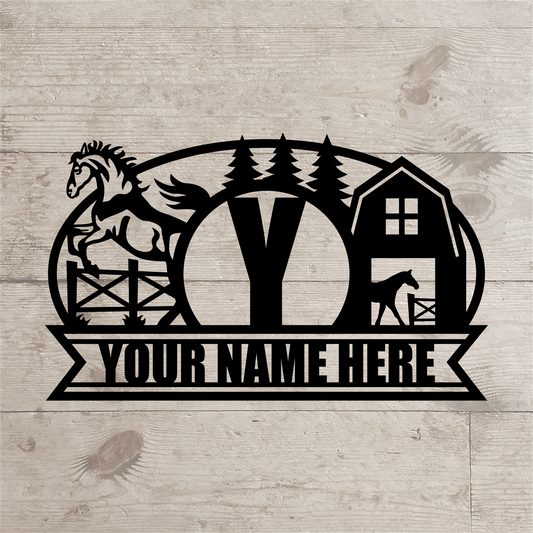 Horse Nameplate – Custom Equestrian Metal Sign for Barn, Ranch, or Home