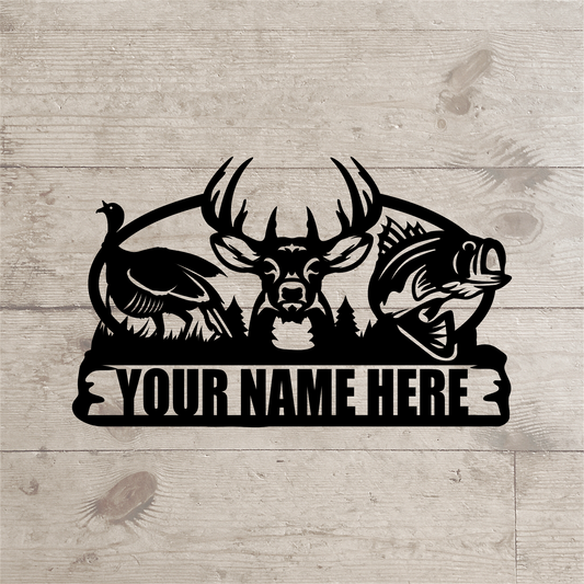 Turkey Buck Fish Nameplate – Custom Hunting & Fishing Metal Sign